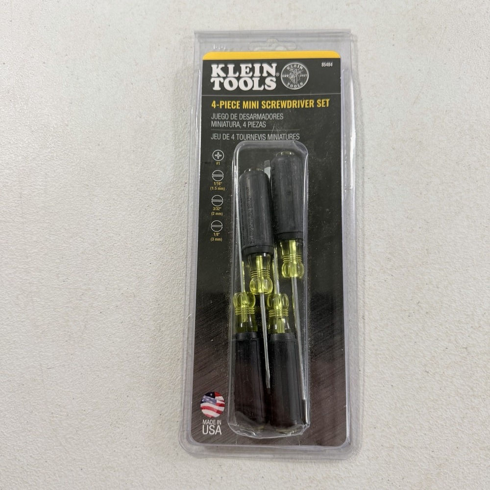 Klein Tools 4-Piece Mini Cushion Grip Screwdriver Set 85484 NEW SEALED